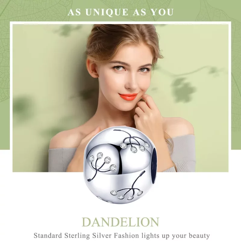 (imagen para) Charm de Diente de León de Plata estilo Pandora - BSC053 - Ver 6