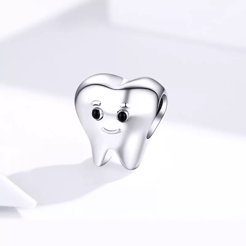 (imagen para) Charm de diente plateado estilo Pandora - SCC1401 - Ver 2