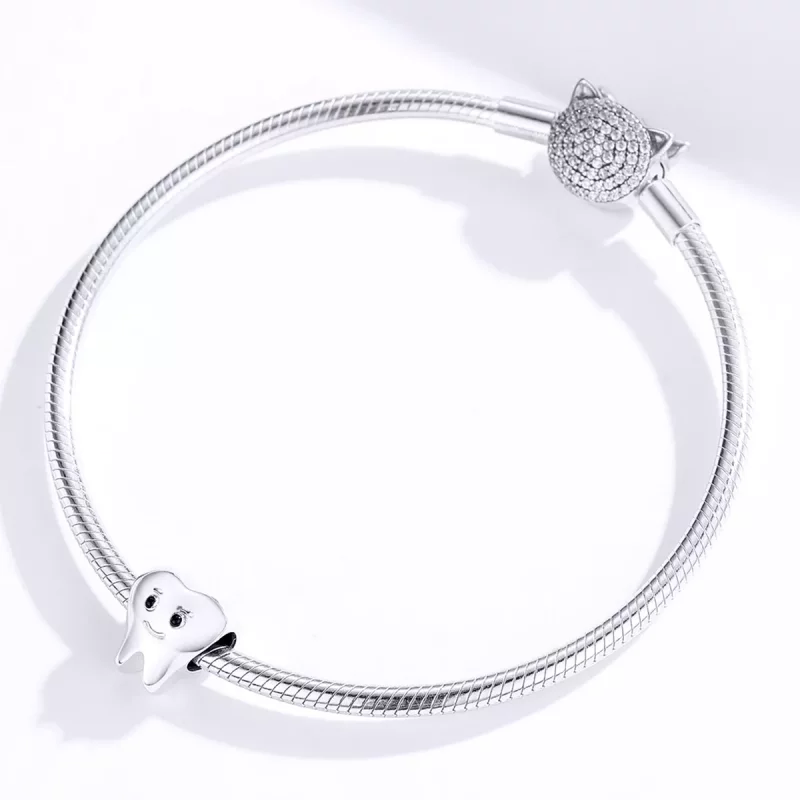 (imagen para) Charm de diente plateado estilo Pandora - SCC1401 - Ver 3