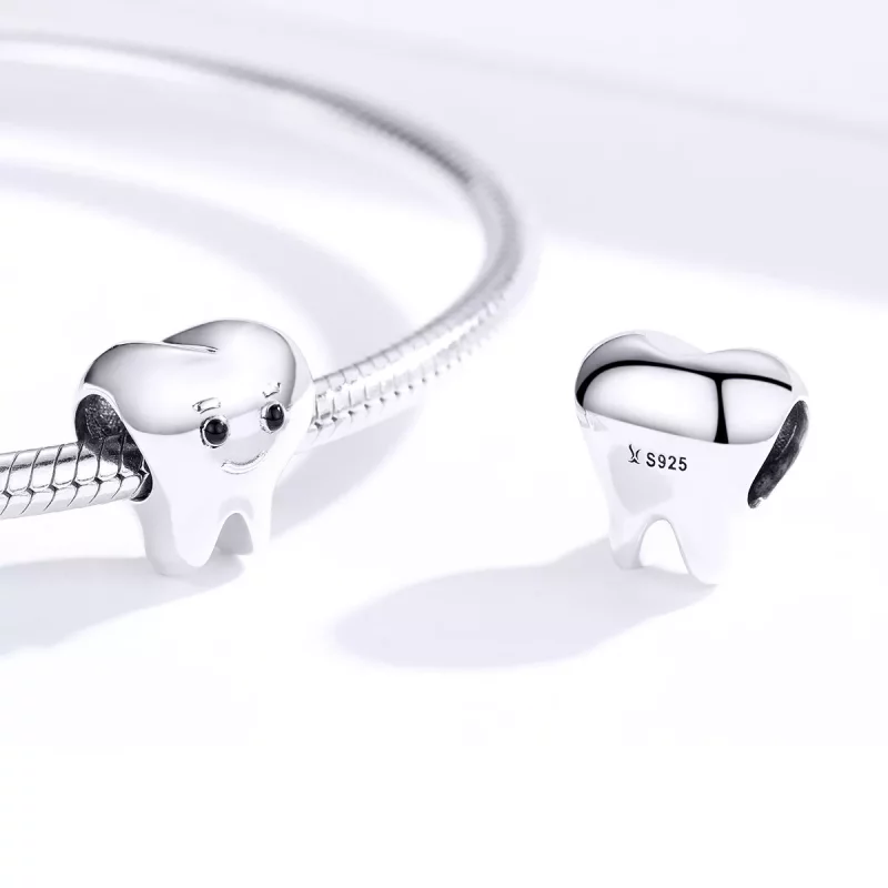 (imagen para) Charm de diente plateado estilo Pandora - SCC1401 - Ver 4