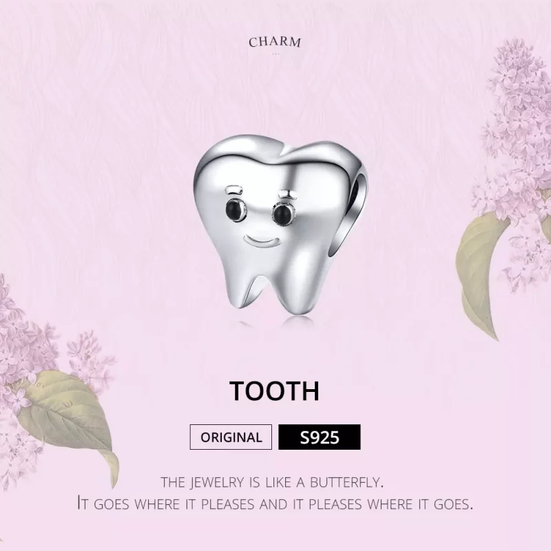 (imagen para) Charm de diente plateado estilo Pandora - SCC1401 - Ver 5