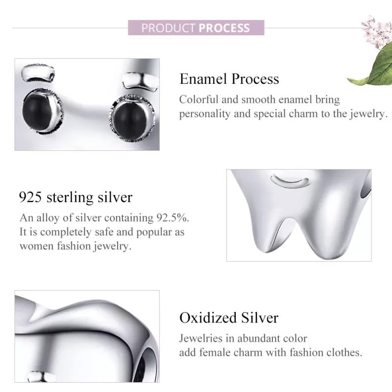 (imagen para) Charm de diente plateado estilo Pandora - SCC1401 - Ver 7