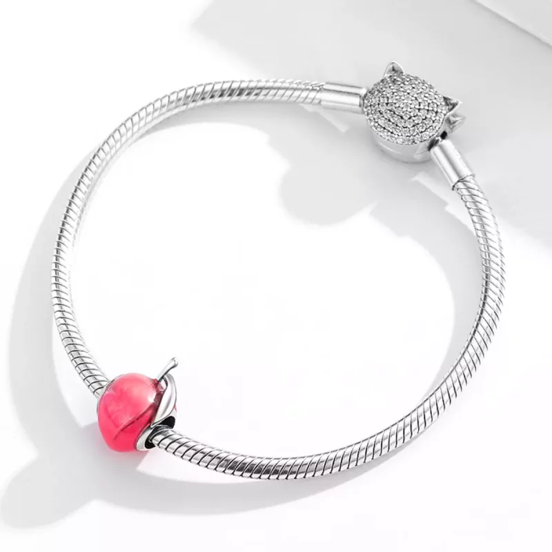 (imagen para) Charm de Durazno Encantador de Plata al Estilo Pandora - SCC1834 - Ver 3