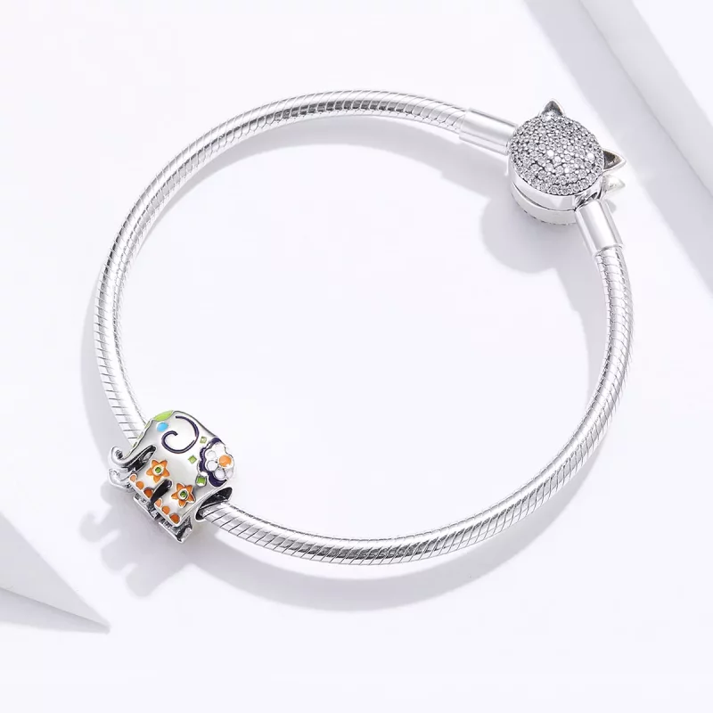 (imagen para) Charm de elefante feliz estilo Pandora - BSC095 - Ver 2