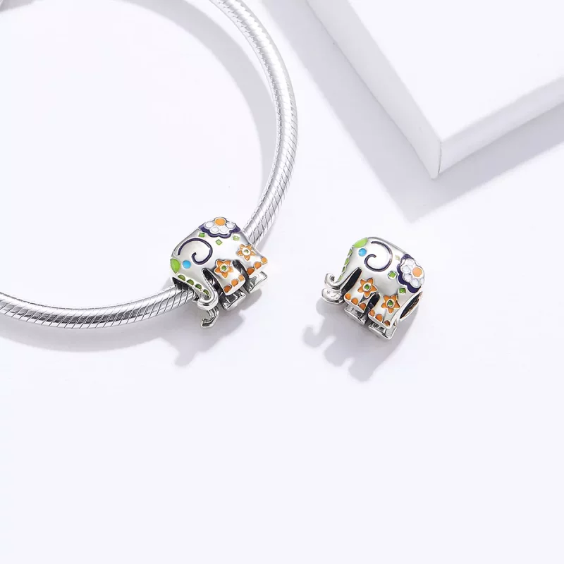 (imagen para) Charm de elefante feliz estilo Pandora - BSC095 - Ver 4