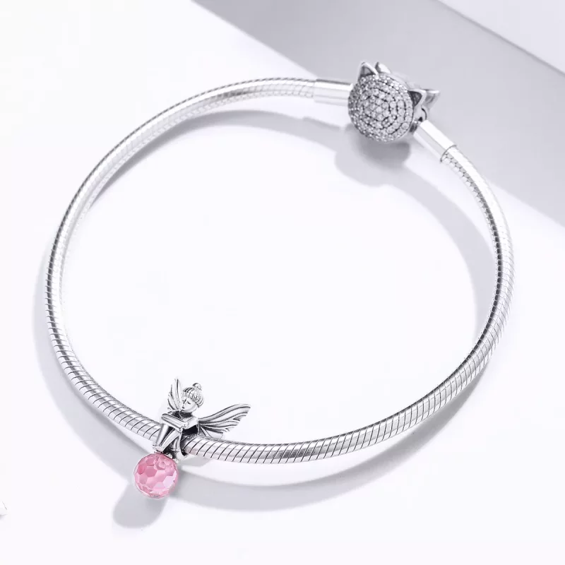 (imagen para) Charm de Elfo de Flor de Plata al Estilo Pandora - SCC1483 - Ver 3