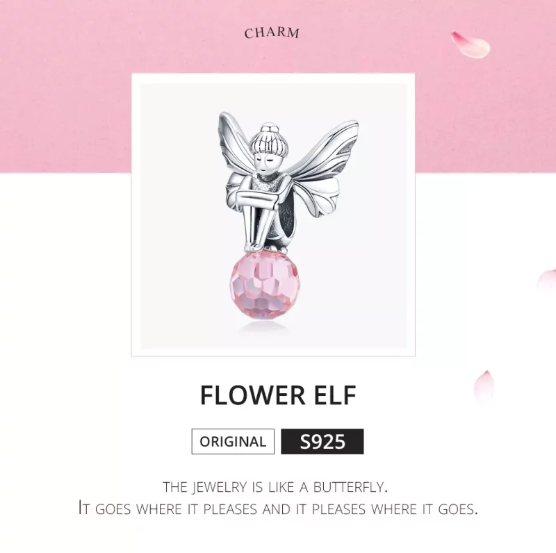 (imagen para) Charm de Elfo de Flor de Plata al Estilo Pandora - SCC1483 - Ver 5