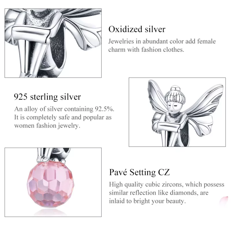(imagen para) Charm de Elfo de Flor de Plata al Estilo Pandora - SCC1483 - Ver 6