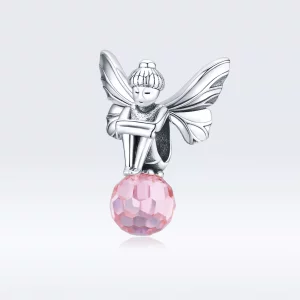 Charm de Elfo de Flor de Plata al Estilo Pandora - SCC1483 (imagen para) Charm de Elfo de Flor de Plata al Estilo Pandora - SCC1483
