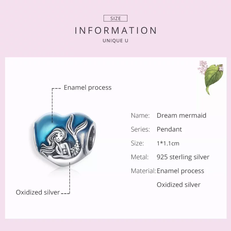 (imagen para) Charm de ensueño de la Sirenita estilo Pandora en plata - SCC1801 - Ver 7