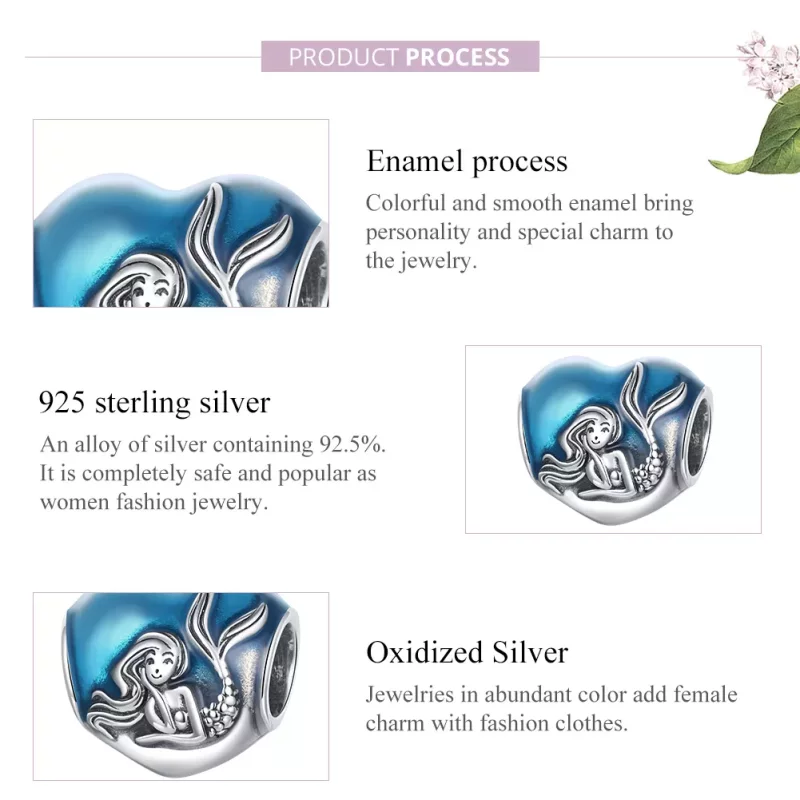 (imagen para) Charm de ensueño de la Sirenita estilo Pandora en plata - SCC1801 - Ver 8