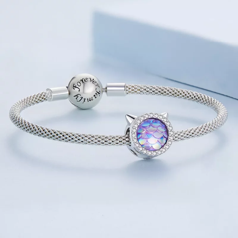 (imagen para) Charm de Estilo Pandora con cabeza de gato y escamas de pez - BSC703 - Ver 5