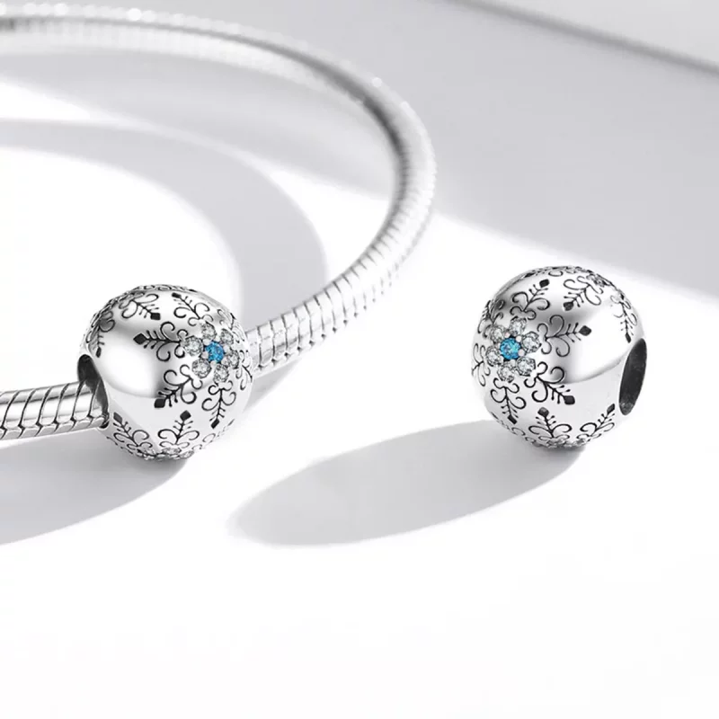 (imagen para) Charm de estilo Pandora con copos de nieve - BSC513 - Ver 4