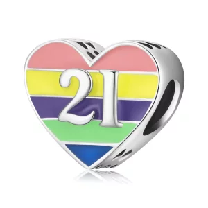 (imagen para) Charm de estilo Pandora con corazón arcoíris - BSC548