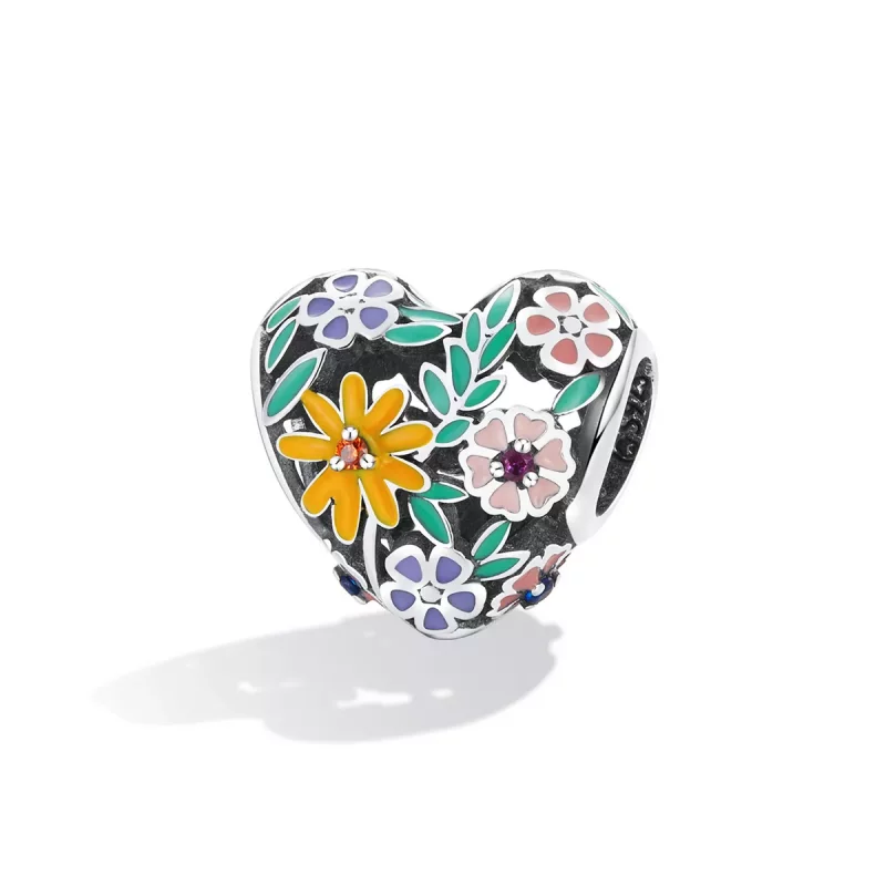 (imagen para) Charm de Estilo Pandora con Corazón de Flor - BSC590 - Ver 2