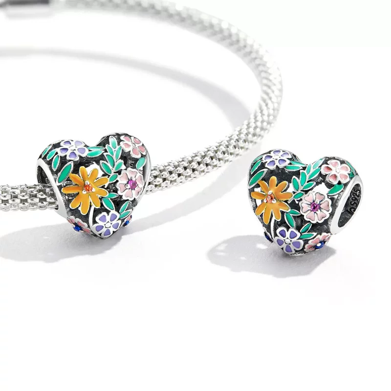 (imagen para) Charm de Estilo Pandora con Corazón de Flor - BSC590 - Ver 3