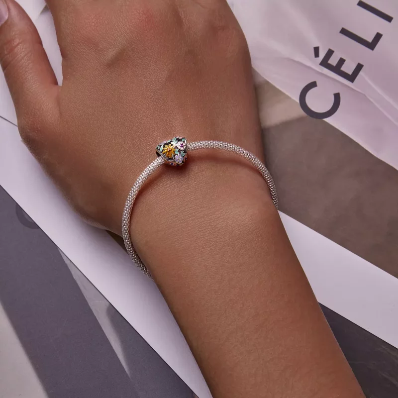 (imagen para) Charm de Estilo Pandora con Corazón de Flor - BSC590 - Ver 5