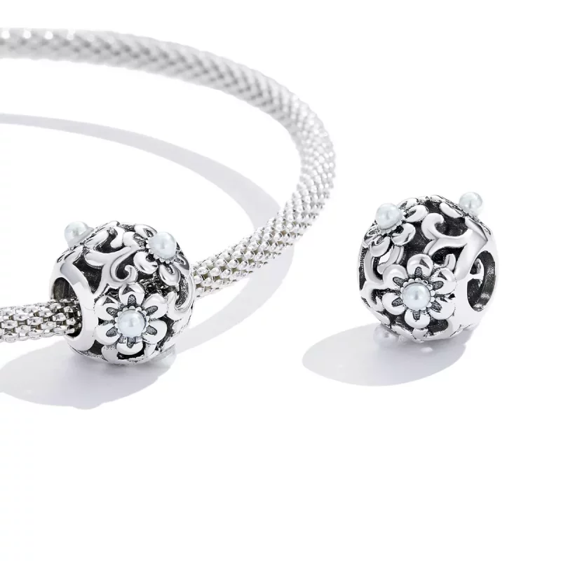 (imagen para) Charm de Estilo Pandora con Flores Clásicas - SCC2182 - Ver 3
