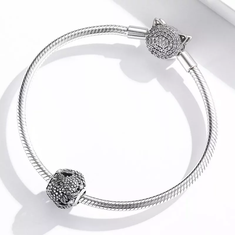 (imagen para) Charm de estilo Pandora con flores en relieve - SCC2097 - Ver 3