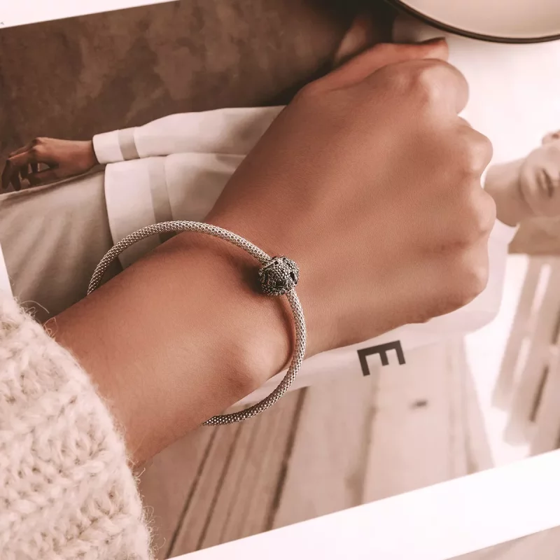 (imagen para) Charm de estilo Pandora con flores en relieve - SCC2097 - Ver 5