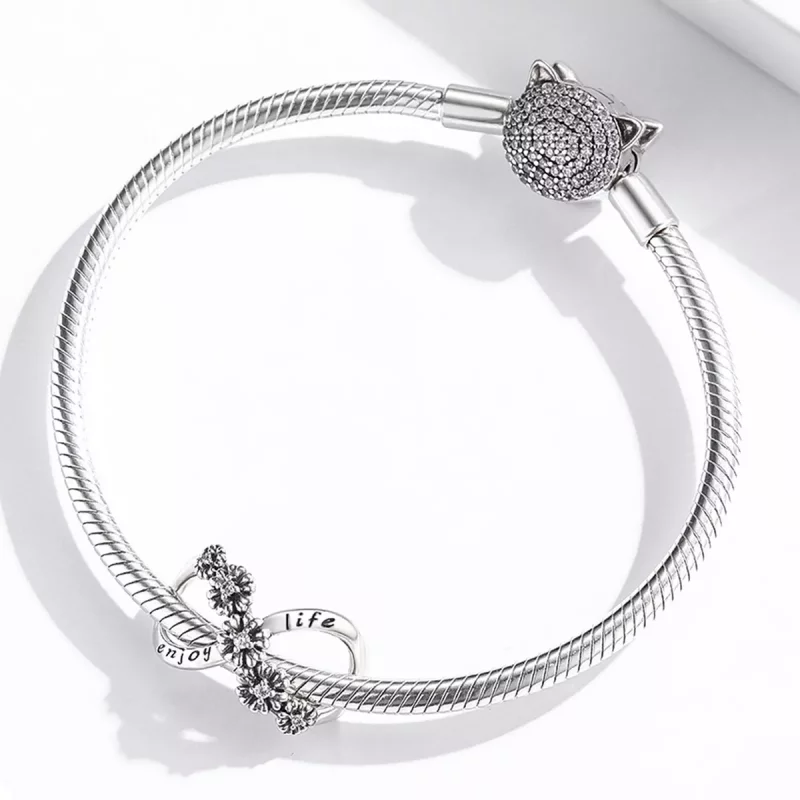 (imagen para) Charm de Estilo Pandora con Flores Infinitas - SCC2099 - Ver 3