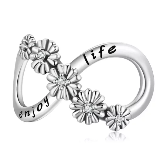 (imagen para) Charm de Estilo Pandora con Flores Infinitas - SCC2099