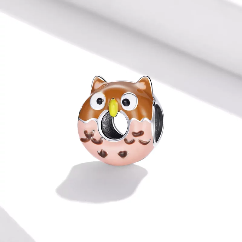 (imagen para) Charm de estilo Pandora con forma de búho y donas - SCC1882 - Ver 2