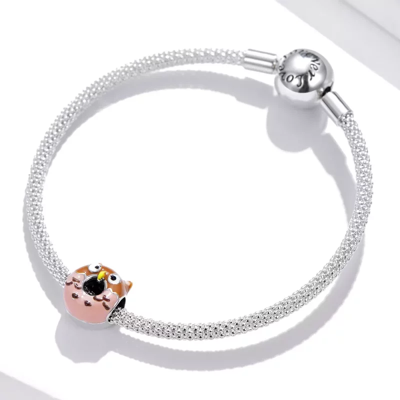 (imagen para) Charm de estilo Pandora con forma de búho y donas - SCC1882 - Ver 3