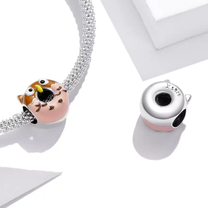 (imagen para) Charm de estilo Pandora con forma de búho y donas - SCC1882 - Ver 4
