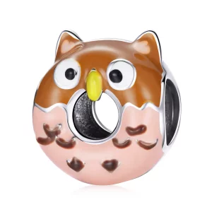 (imagen para) Charm de estilo Pandora con forma de búho y donas - SCC1882