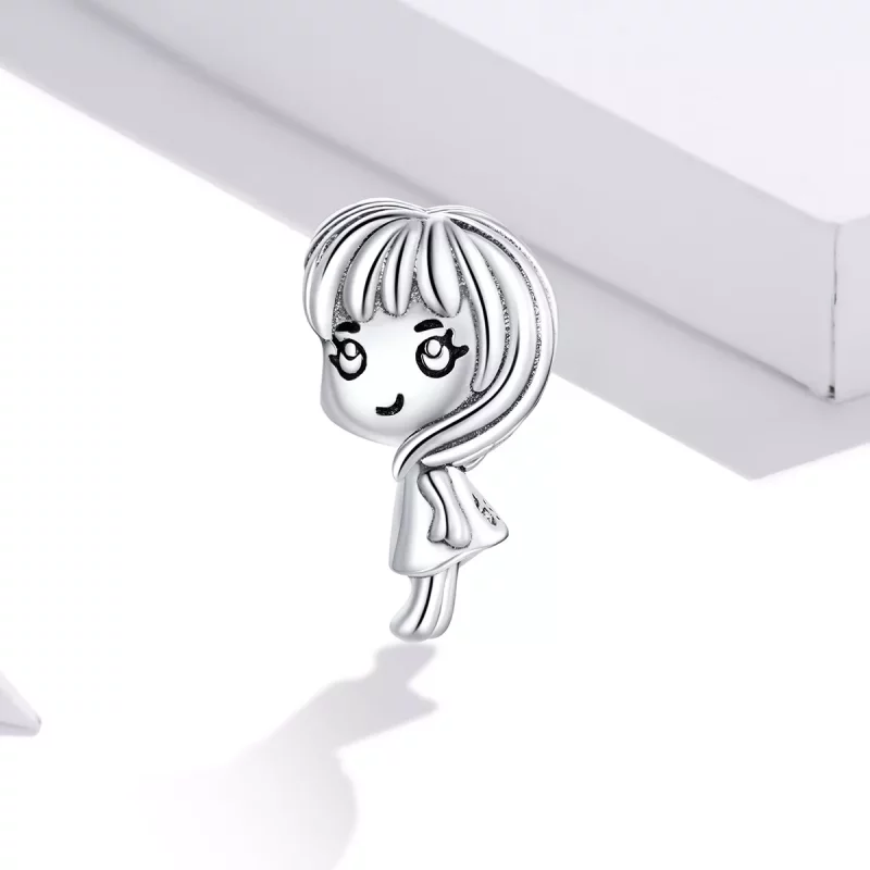 (imagen para) Charm de estilo Pandora con forma de latido del corazón de una niña - BSC399 - Ver 2
