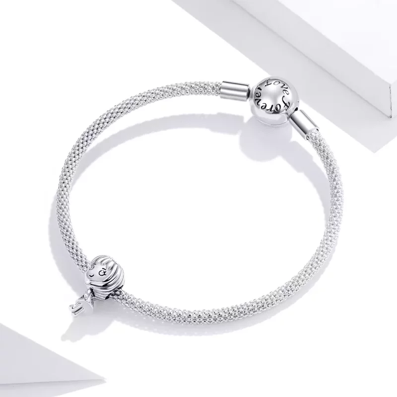 (imagen para) Charm de estilo Pandora con forma de latido del corazón de una niña - BSC399 - Ver 3