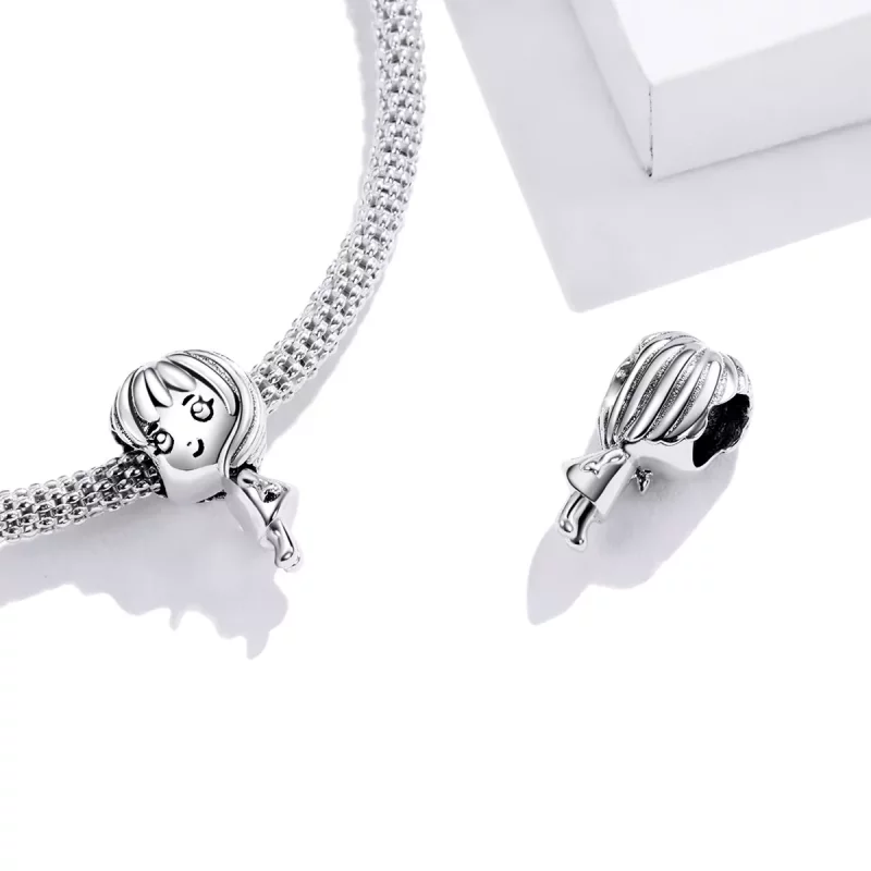 (imagen para) Charm de estilo Pandora con forma de latido del corazón de una niña - BSC399 - Ver 4