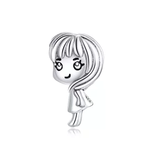 (imagen para) Charm de estilo Pandora con forma de latido del corazón de una niña - BSC399