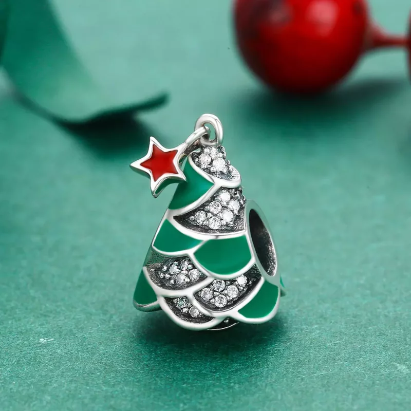 (imagen para) Charm de estilo Pandora con forma de árbol de Navidad - SCC307 - Ver 3