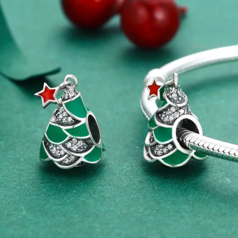 (imagen para) Charm de estilo Pandora con forma de árbol de Navidad - SCC307 - Ver 4