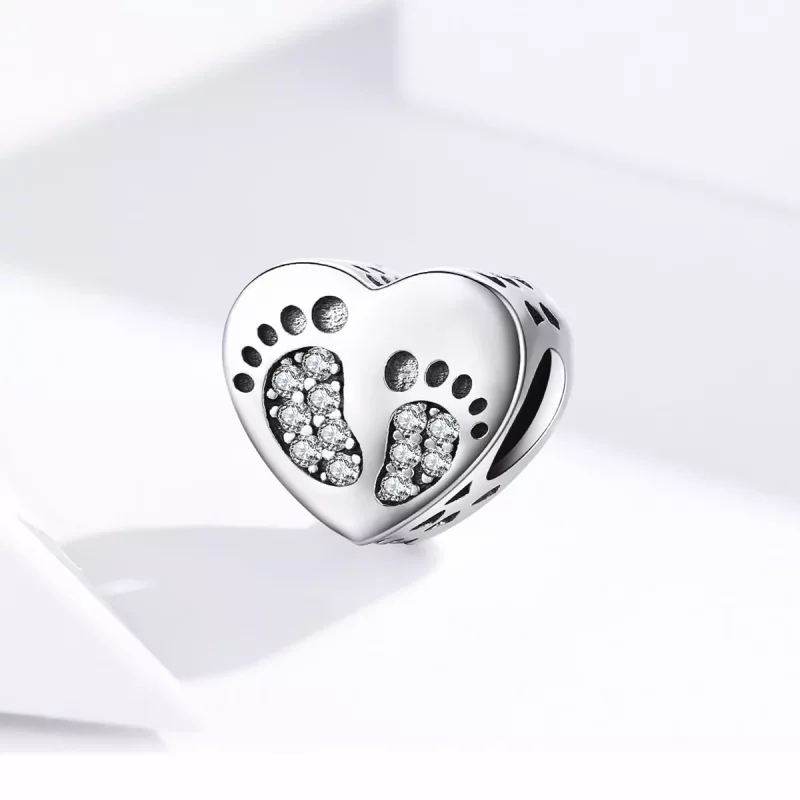 (imagen para) Charm de estilo Pandora con huellas de plata - SCC1395 - Ver 2