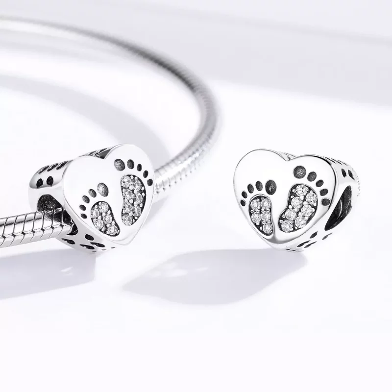 (imagen para) Charm de estilo Pandora con huellas de plata - SCC1395 - Ver 3