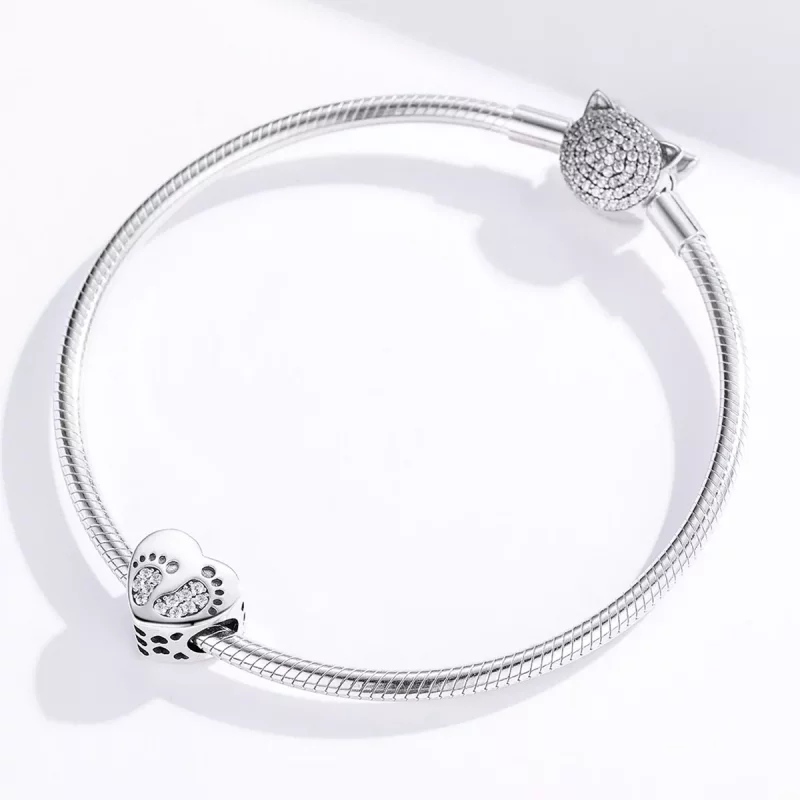 (imagen para) Charm de estilo Pandora con huellas de plata - SCC1395 - Ver 4