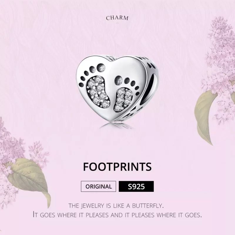 (imagen para) Charm de estilo Pandora con huellas de plata - SCC1395 - Ver 5