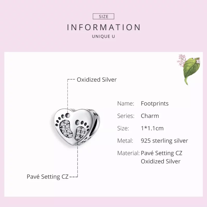 (imagen para) Charm de estilo Pandora con huellas de plata - SCC1395 - Ver 6