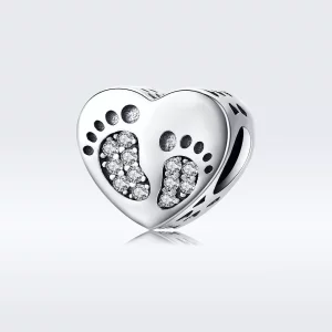 (imagen para) Charm de estilo Pandora con huellas de plata - SCC1395