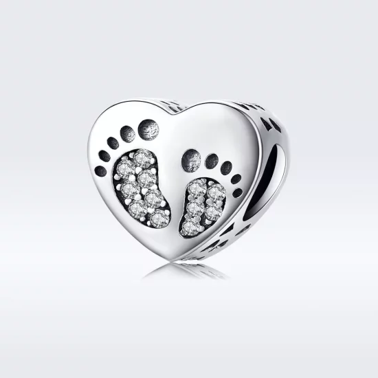 (imagen para) Charm de estilo Pandora con huellas de plata - SCC1395