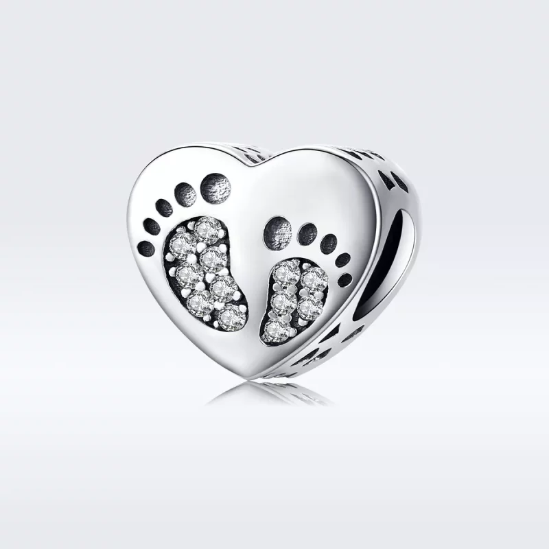 (imagen para) Charm de estilo Pandora con huellas de plata - SCC1395