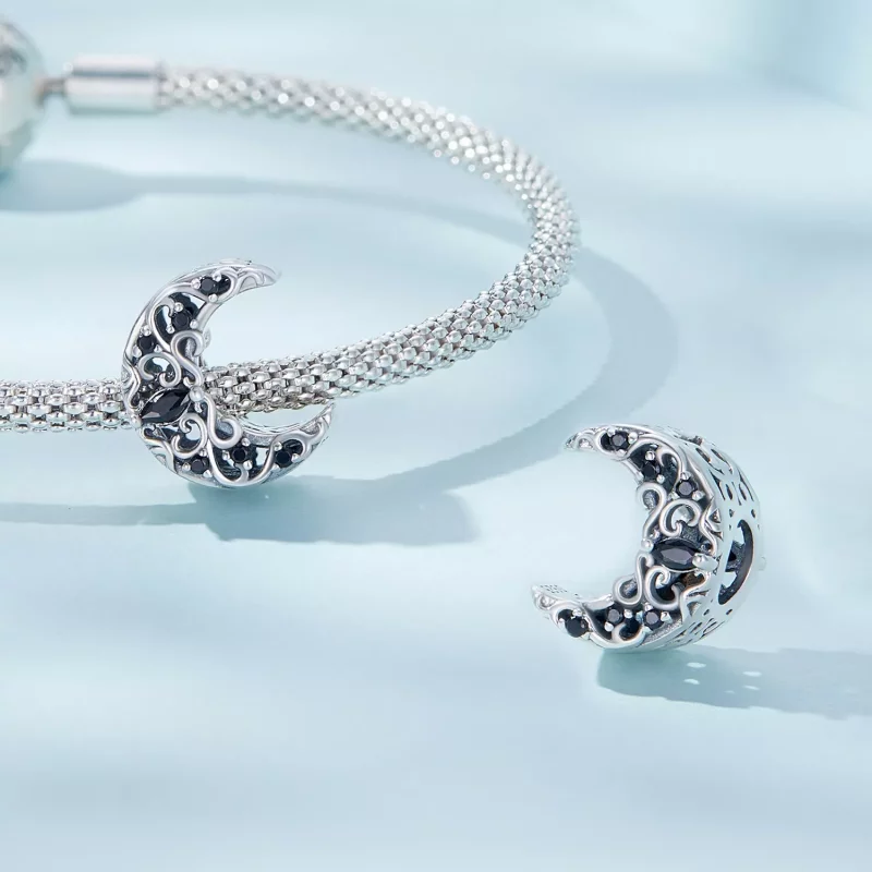 (imagen para) Charm de estilo Pandora con luna nocturna oscura - SCC2370 - Ver 5