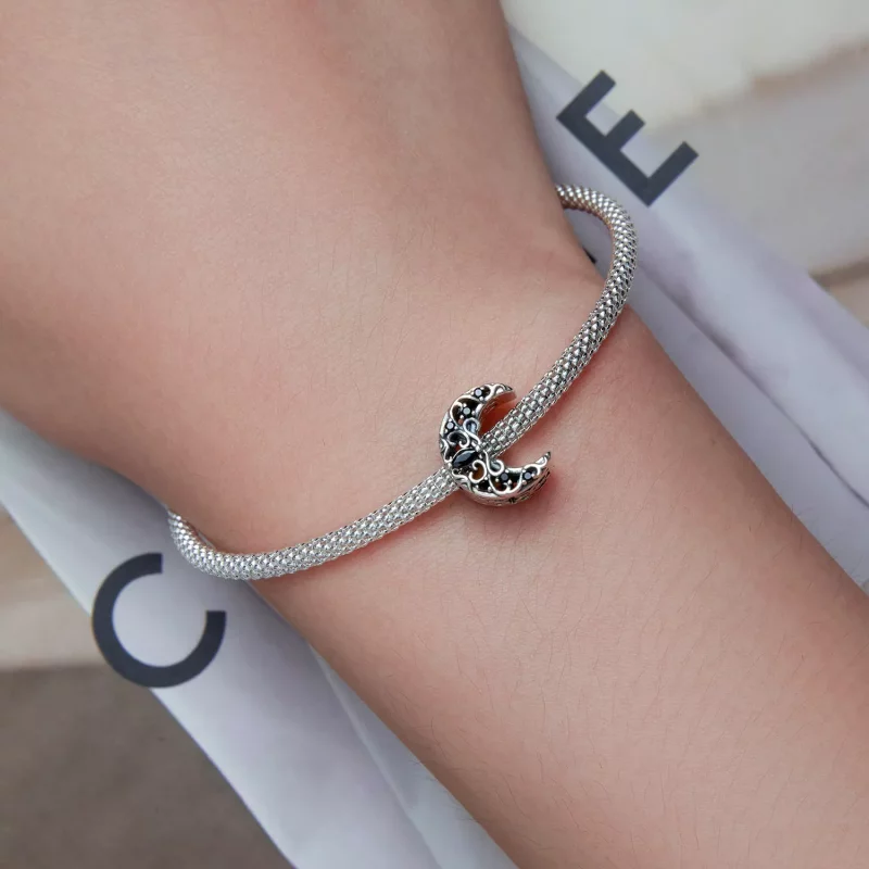 (imagen para) Charm de estilo Pandora con luna nocturna oscura - SCC2370 - Ver 6
