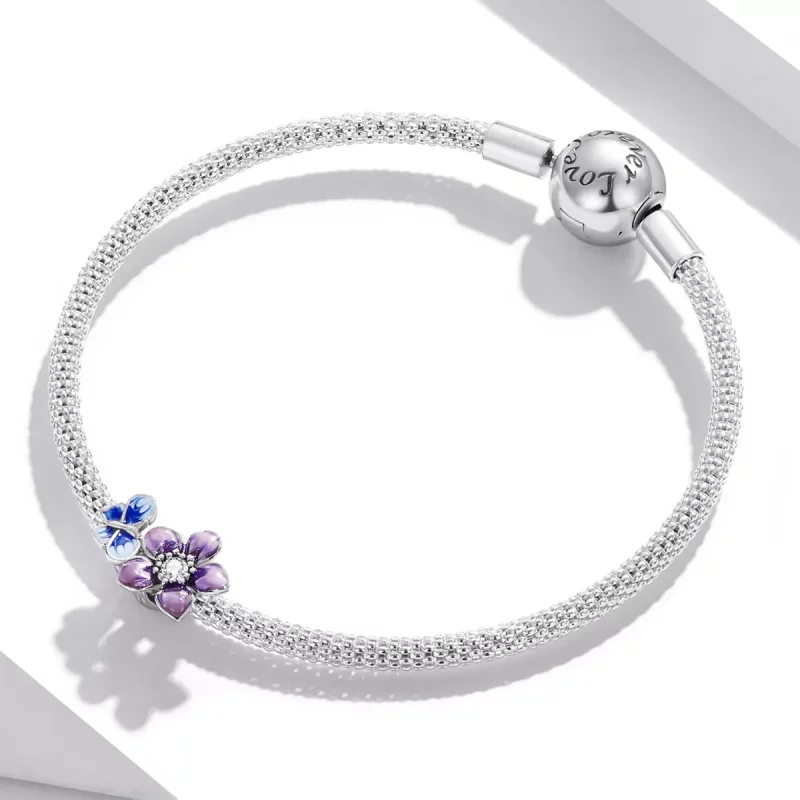 (imagen para) Charm de estilo Pandora con mariposa y flor - SCC2094 - Ver 3