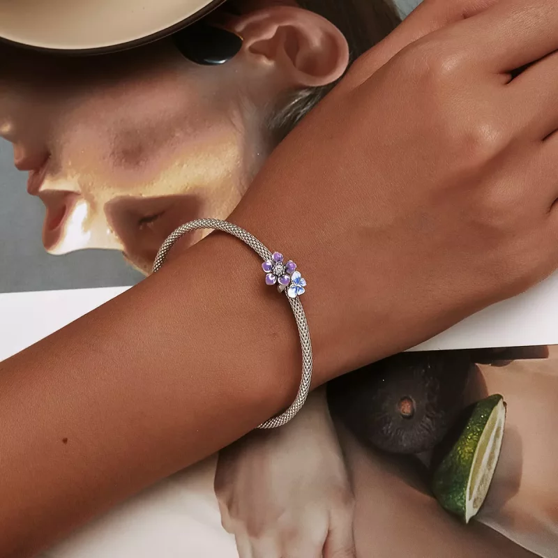 (imagen para) Charm de estilo Pandora con mariposa y flor - SCC2094 - Ver 6