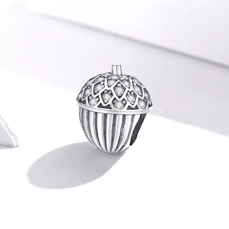 (imagen para) Charm de estilo Pandora con cono de pino de la suerte - BSC337 - Ver 2