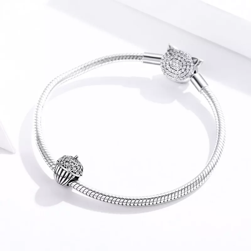 (imagen para) Charm de estilo Pandora con cono de pino de la suerte - BSC337 - Ver 3